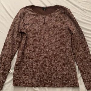 Brown Talbots Long Sleeve Keyhole Shirt